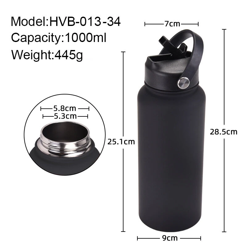 (image for) IPRee 1000ml Thermos Cup LID With Straw And Handle Sealed Leak Proof Portable Handle Outdoor Sports Water Bottle